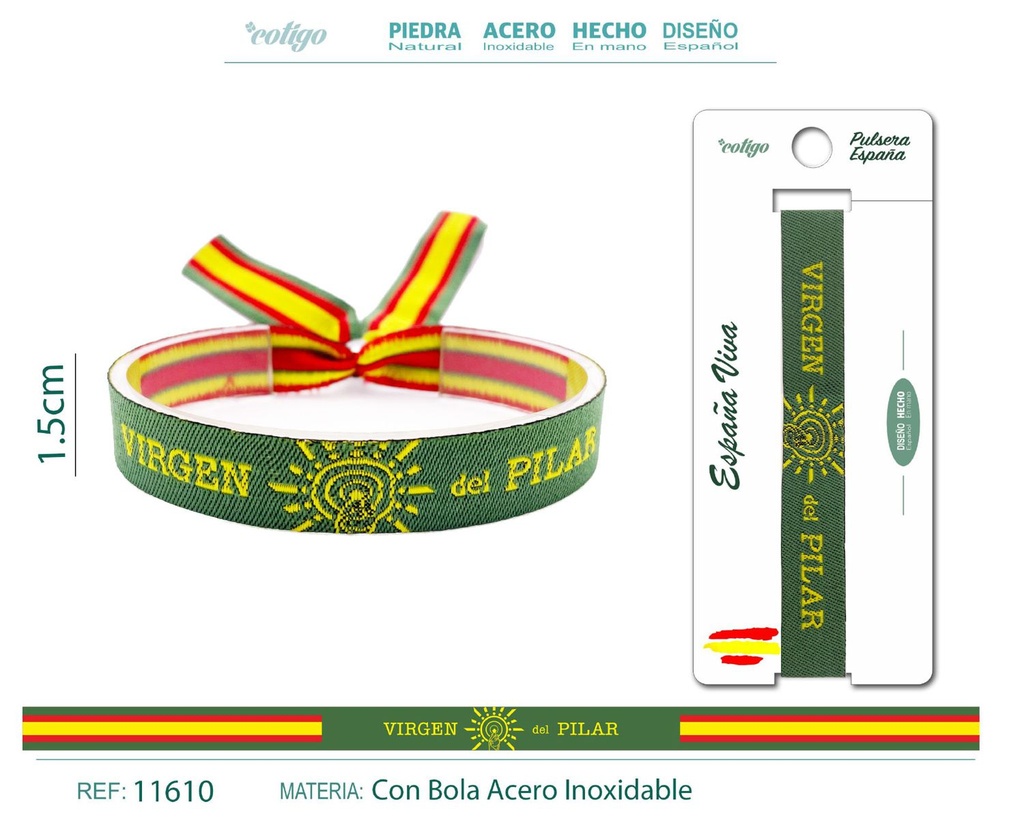 Pulsera Virgen Pilar tejido - verde - Joyería religiosa