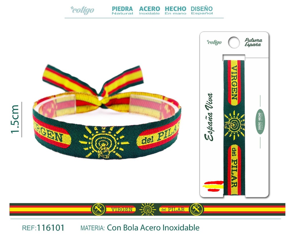 Pulsera Virgen Pilar tejido - Guardia civil - Joyería religiosa