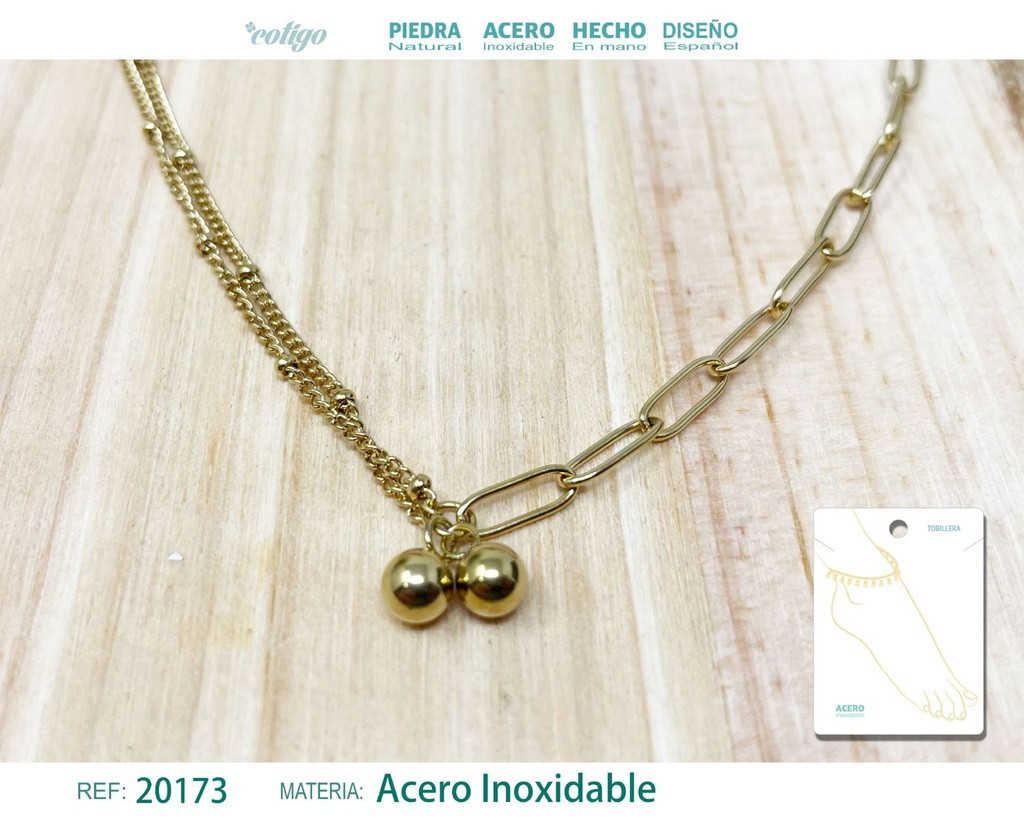 Tobillera de acero color dorado - Accesorios de moda