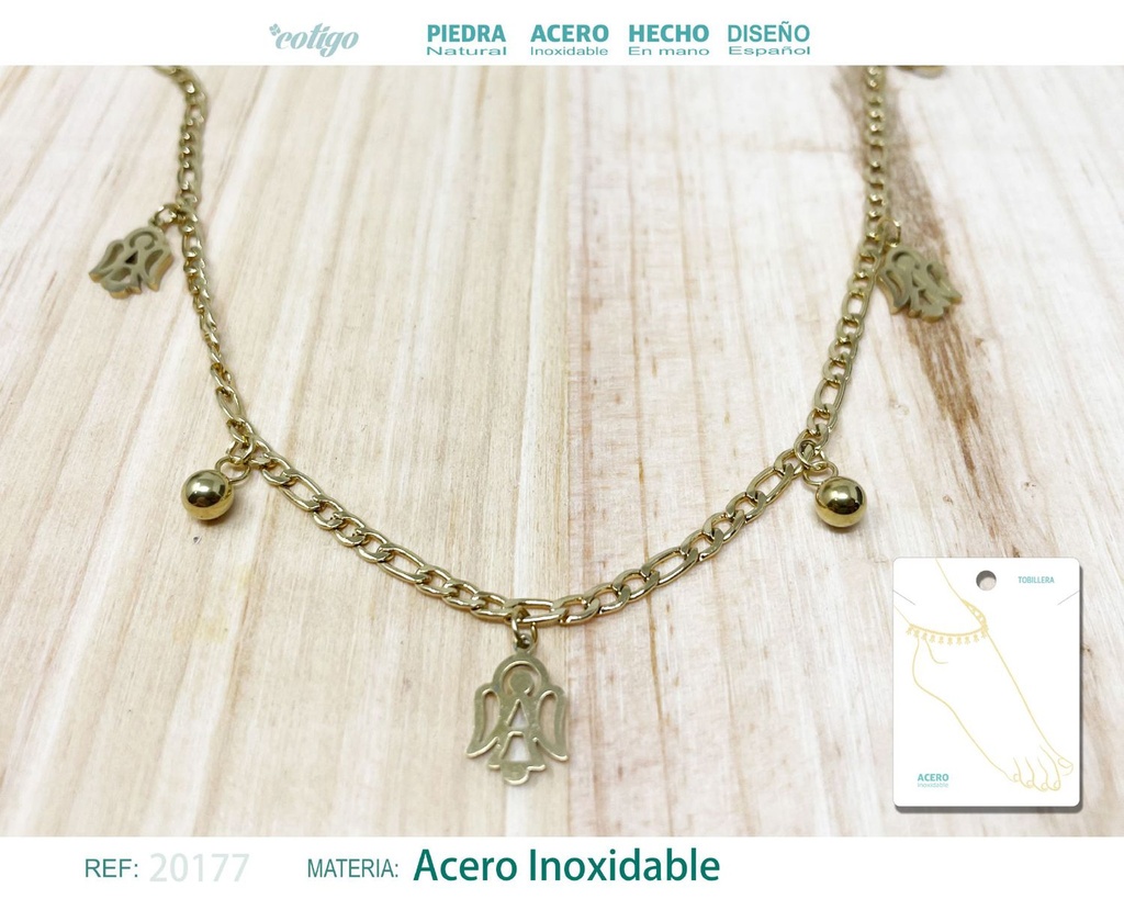 Tobillera de acero color dorado - Accesorios de moda