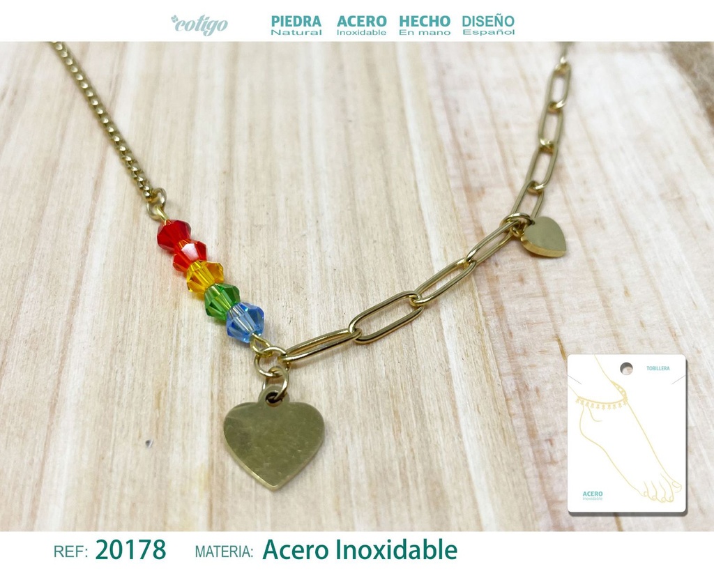 Tobillera de acero color dorado - Joyería de tobillo