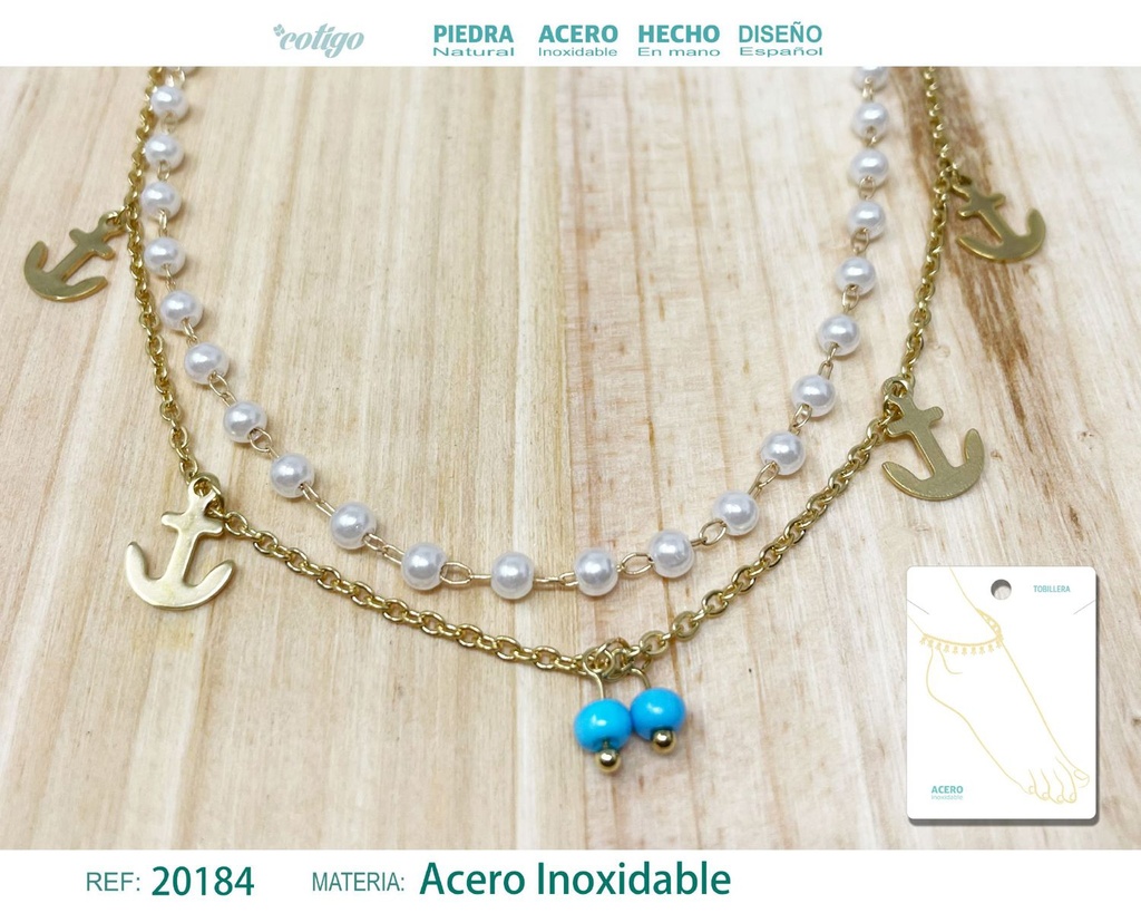 Tobillera de acero color dorado - Joyería de tobillo