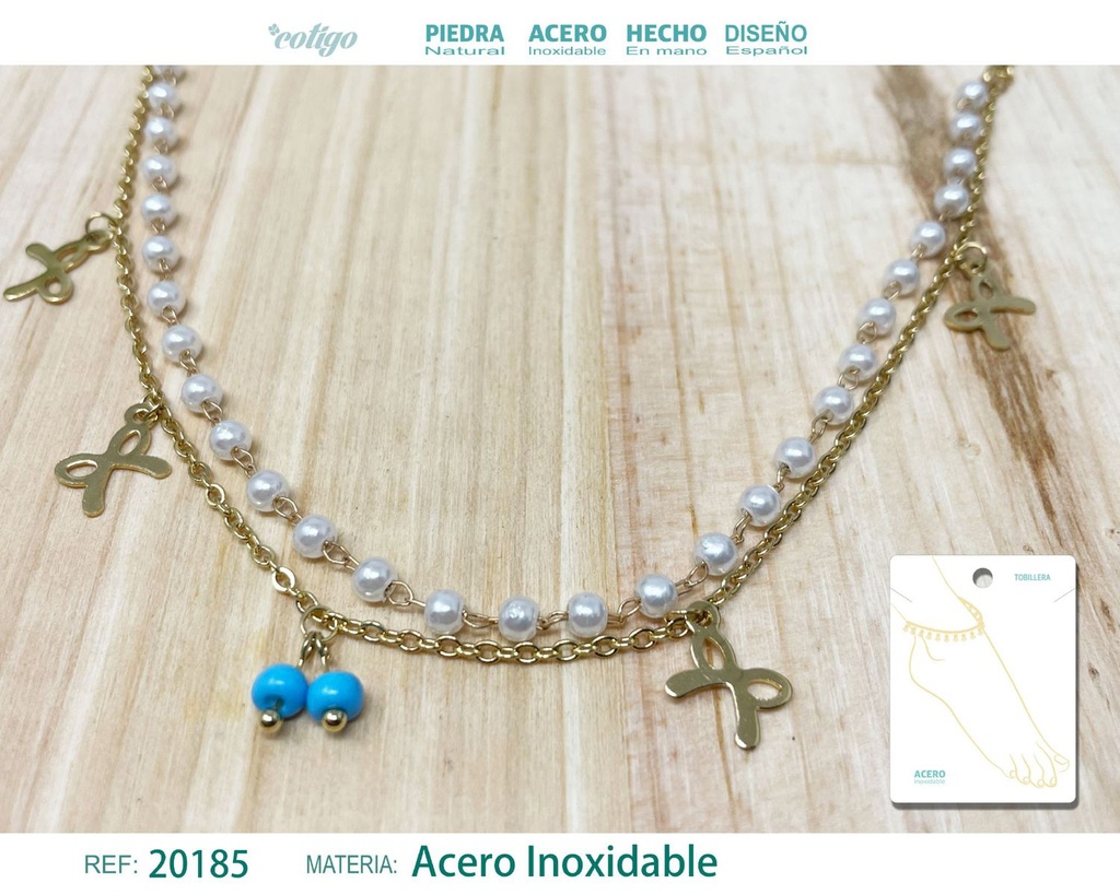 Tobillera de acero color dorado - Accesorios de moda