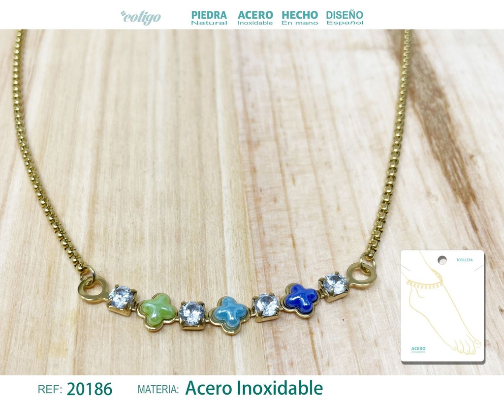 Tobillera de acero color dorado - Joyería de tobillo