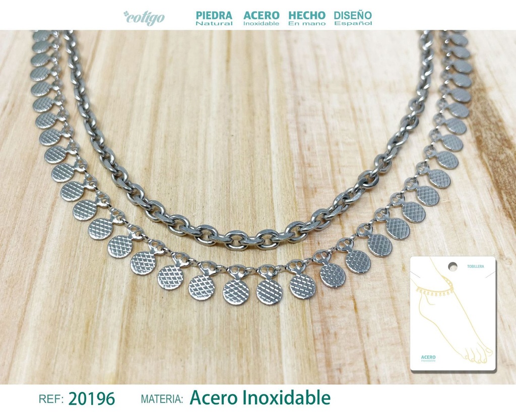 Tobillera de acero color plateado - Accesorios de moda