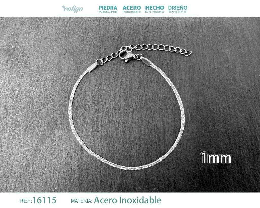 Pulsera de cadena de acero plateado - Joyas de cadena