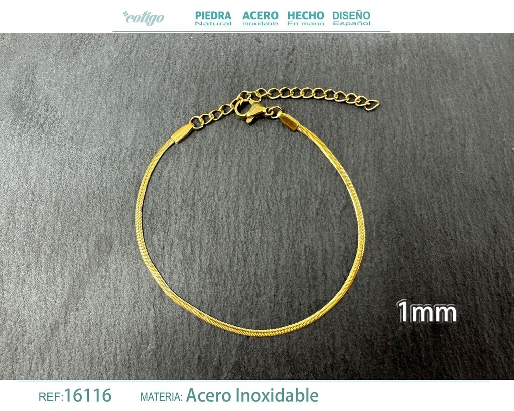 Pulsera de cadena de acero dorado - Joyas de cadena