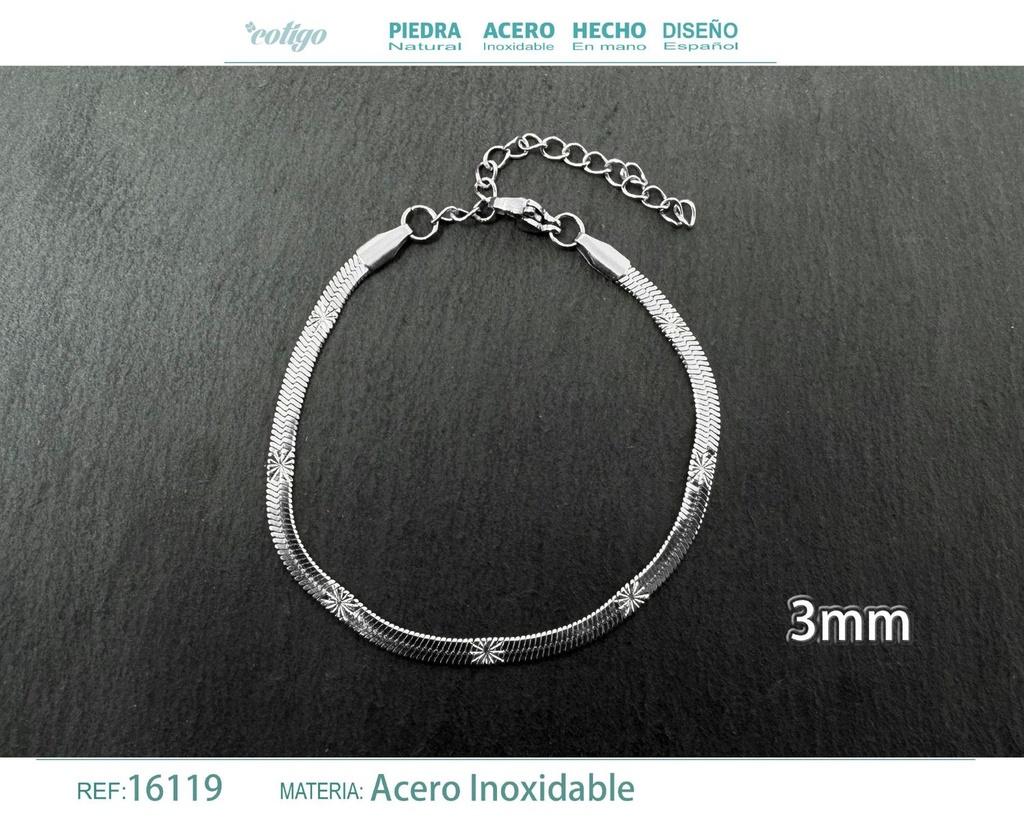 Pulsera de cadena de acero plateado - Accesorios de moda