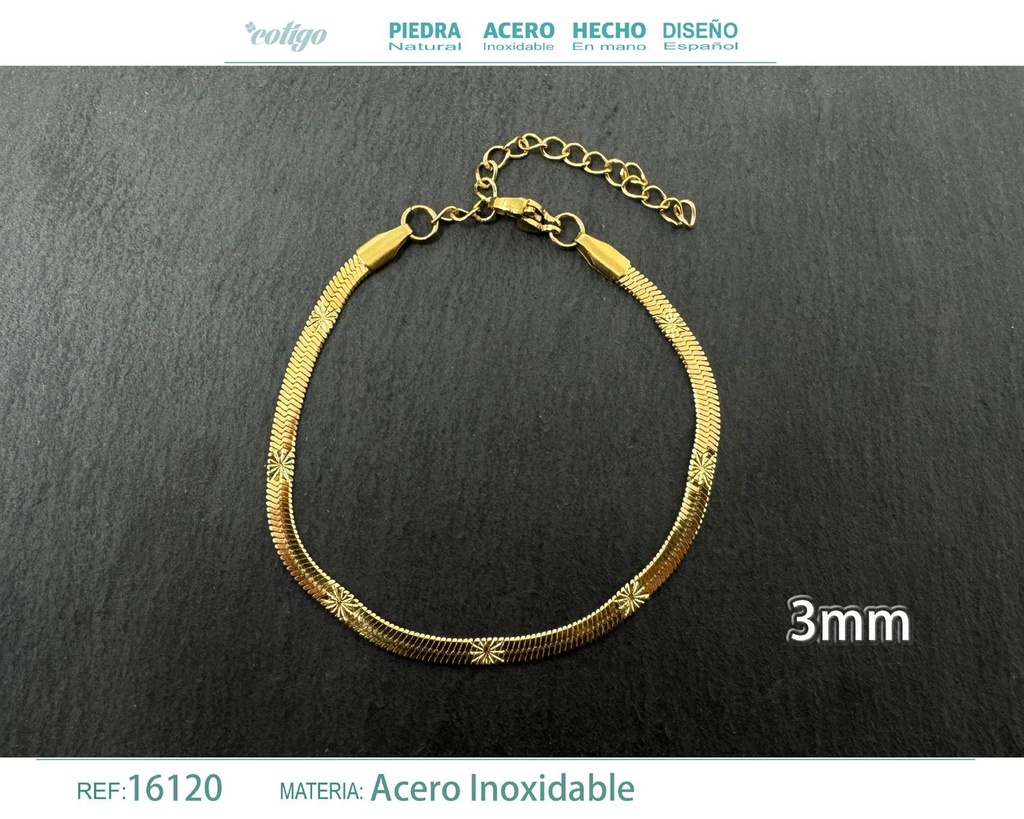 Pulsera de cadena de acero dorado - Joyas de cadena