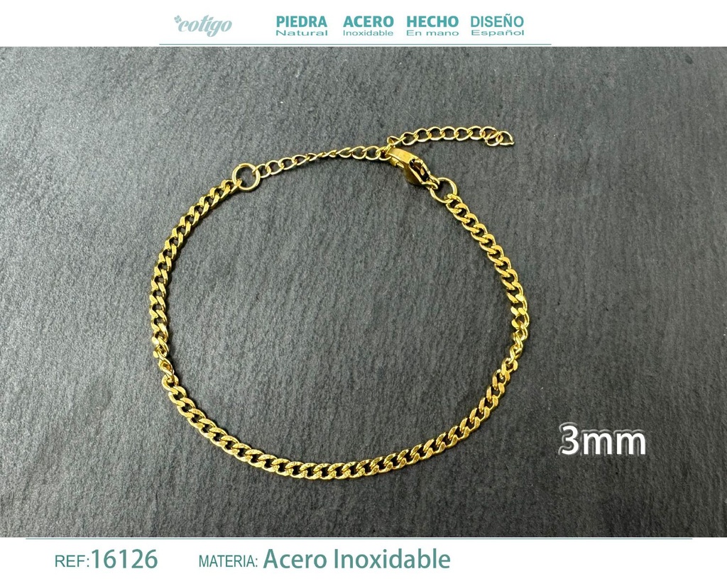 Pulsera de cadena de acero dorado - Joyas de cadena