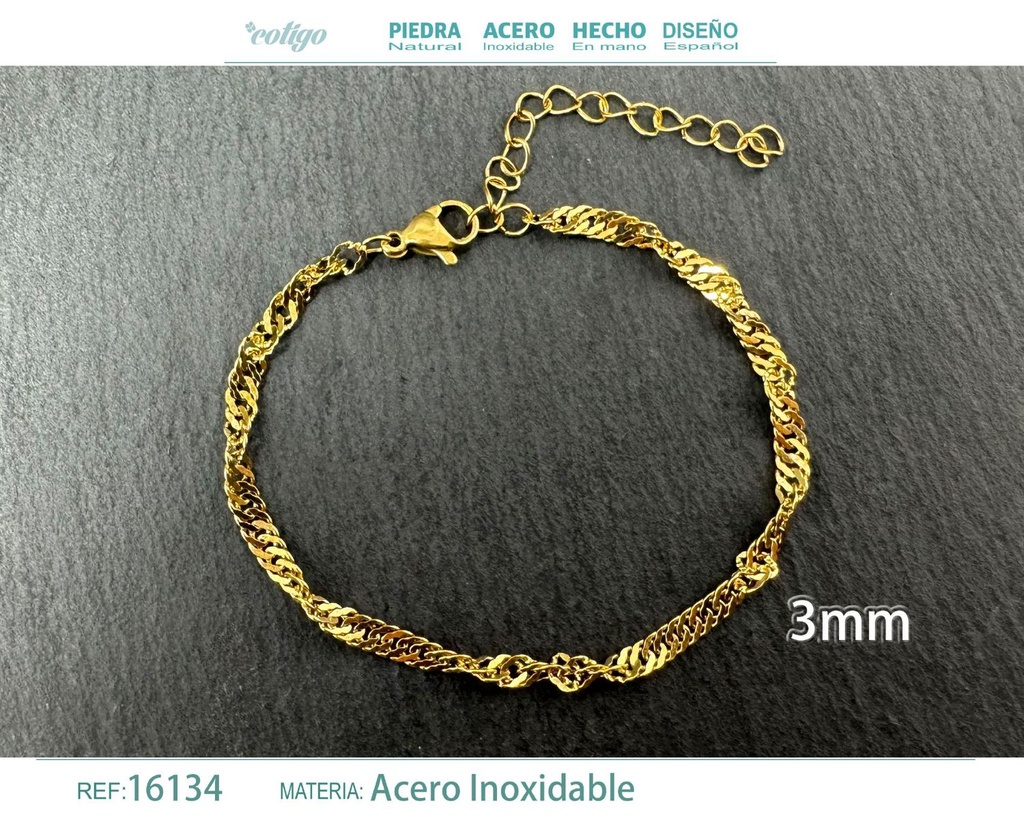 Pulsera de cadena de acero dorado - Joyas de cadena