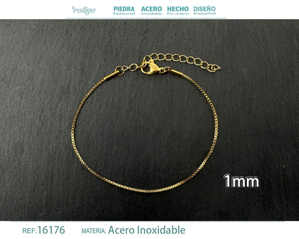 Pulsera de cadena de acero dorado - Joyas de cadena