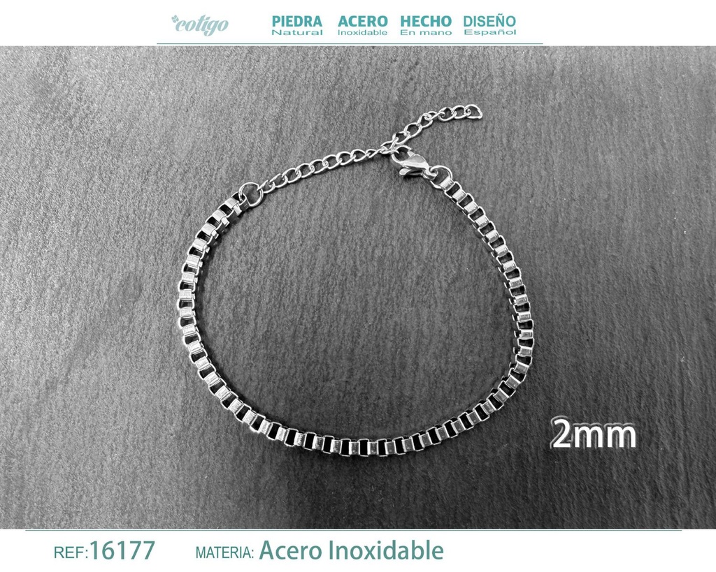 Pulsera de cadena de acero plateado - Joyas de cadena