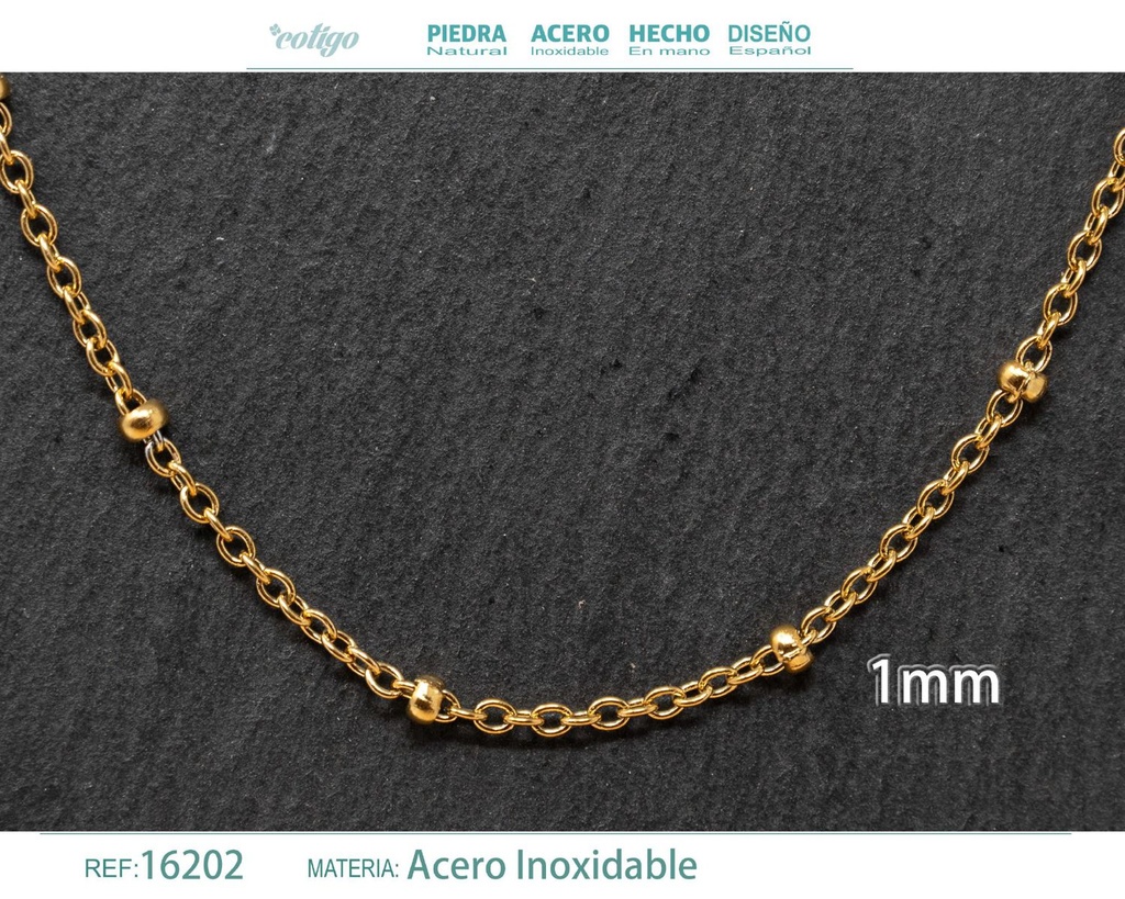 Collar de cadena de acero dorado - Joyería de cadena