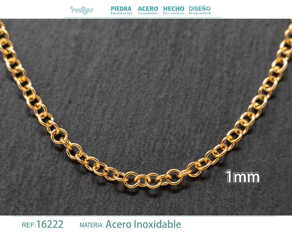 Collar de cadena de acero dorado - Joyería de cadena