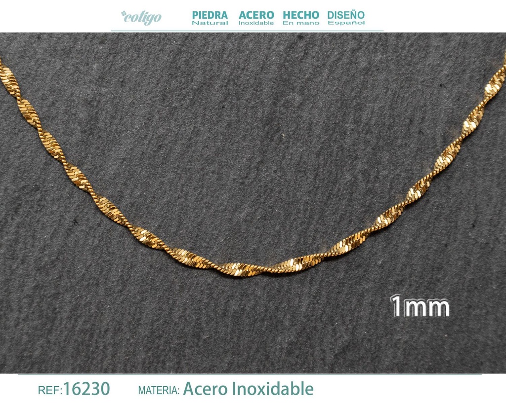 Collar de cadena de acero dorado - Joyería de cadena