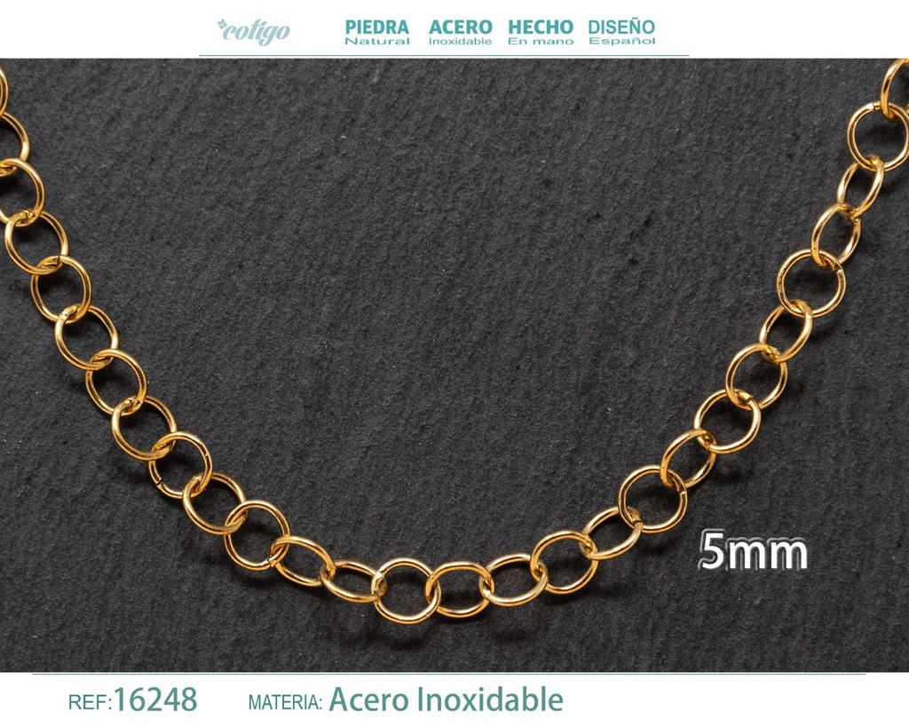 Collar de cadena de acero dorado - Joyería de cadena