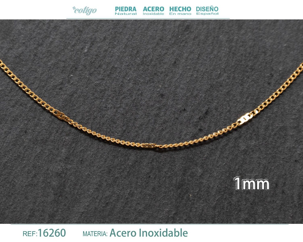 Collar de cadena de acero dorado - Joyería de cadena