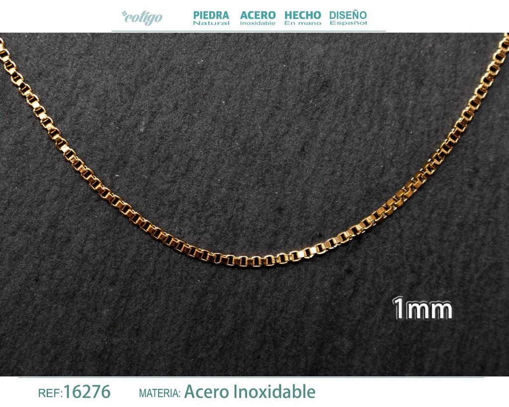 Collar de cadena de acero dorado - Joyería de cadena