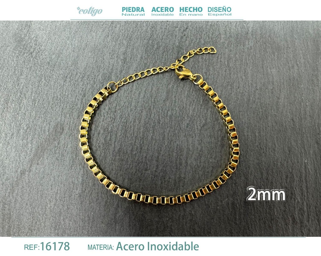 Pulsera de cadena de acero dorado - Joyas de cadena