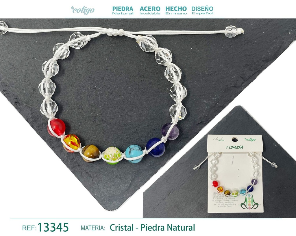 Pulsera de 7 chakras con cristal de hilo trenzado - Joyería espiritual