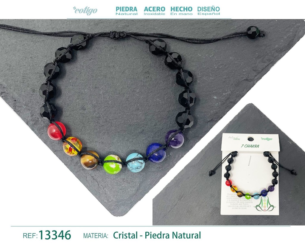 Pulsera de 7 chakras con cristal de hilo trenzado - Accesorios espirituales