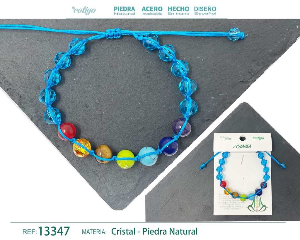 Pulsera de 7 chakras con cristal de hilo trenzado - Joyas de energía