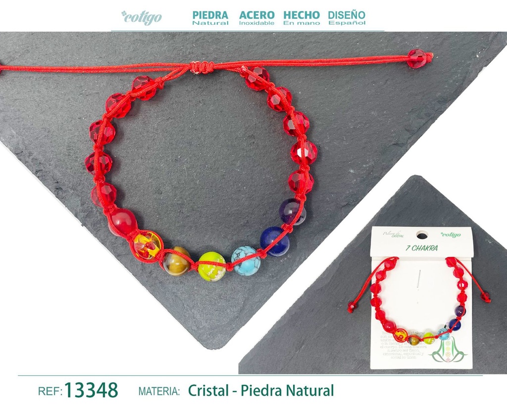 Pulsera de 7 chakras con cristal de hilo trenzado - Joyería de chakras