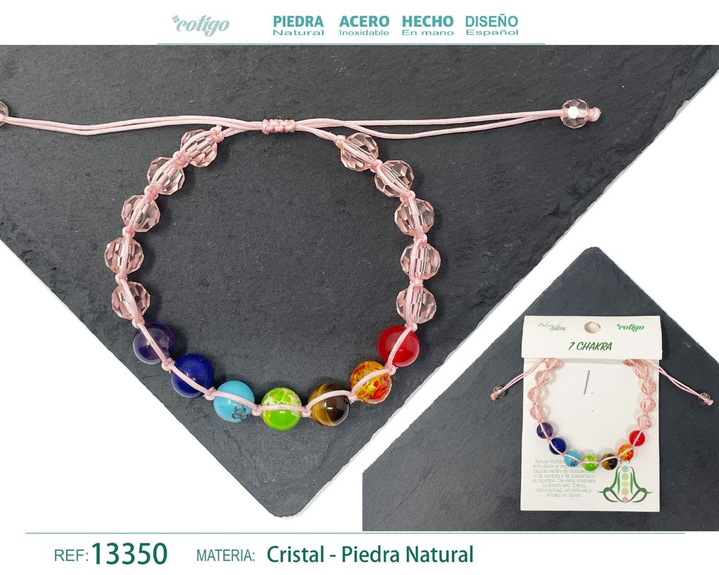 Pulsera de 7 chakras con cristal de hilo trenzado - Joyería espiritual