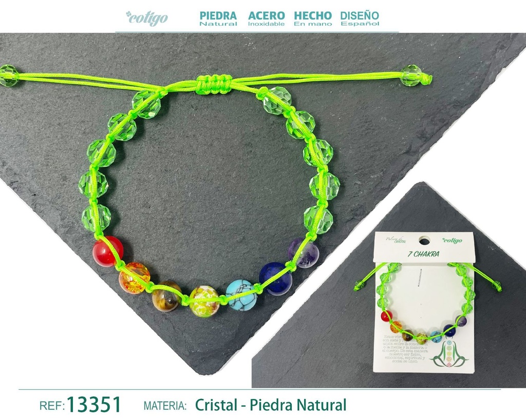 Pulsera de 7 chakras con cristal de hilo trenzado - Accesorios energéticos