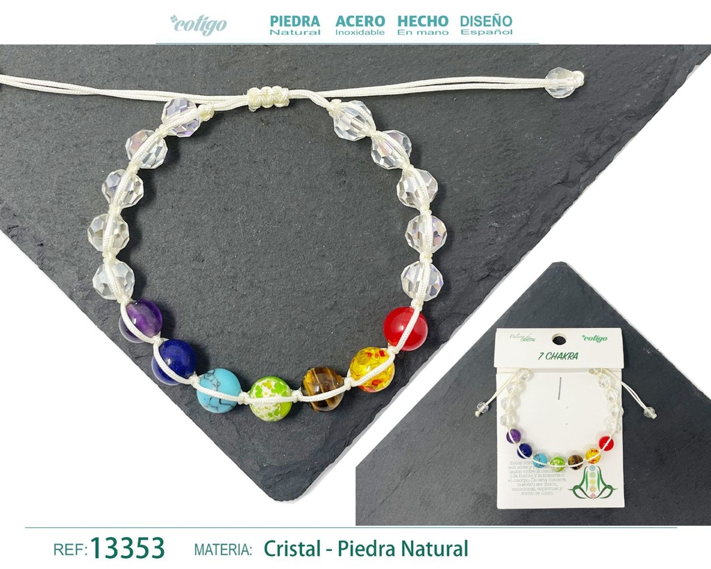 Pulsera de 7 chakras con cristal de hilo trenzado - Accesorios holísticos