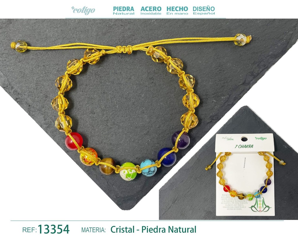 Pulsera de 7 chakras con cristal de hilo trenzado - Joyas de meditación