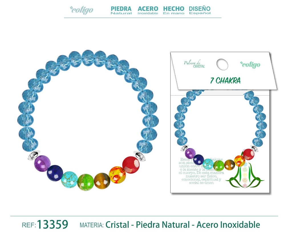 Pulsera de 7 chakras con cristal de hilo elástico - Accesorios espirituales