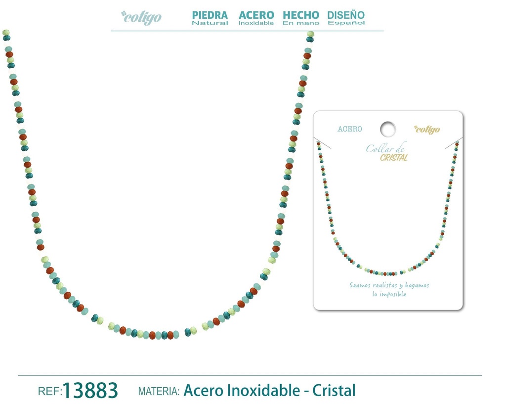 Collar de Cristal Multicolor con cierre de Acero - Accesorios de joyería elegantes