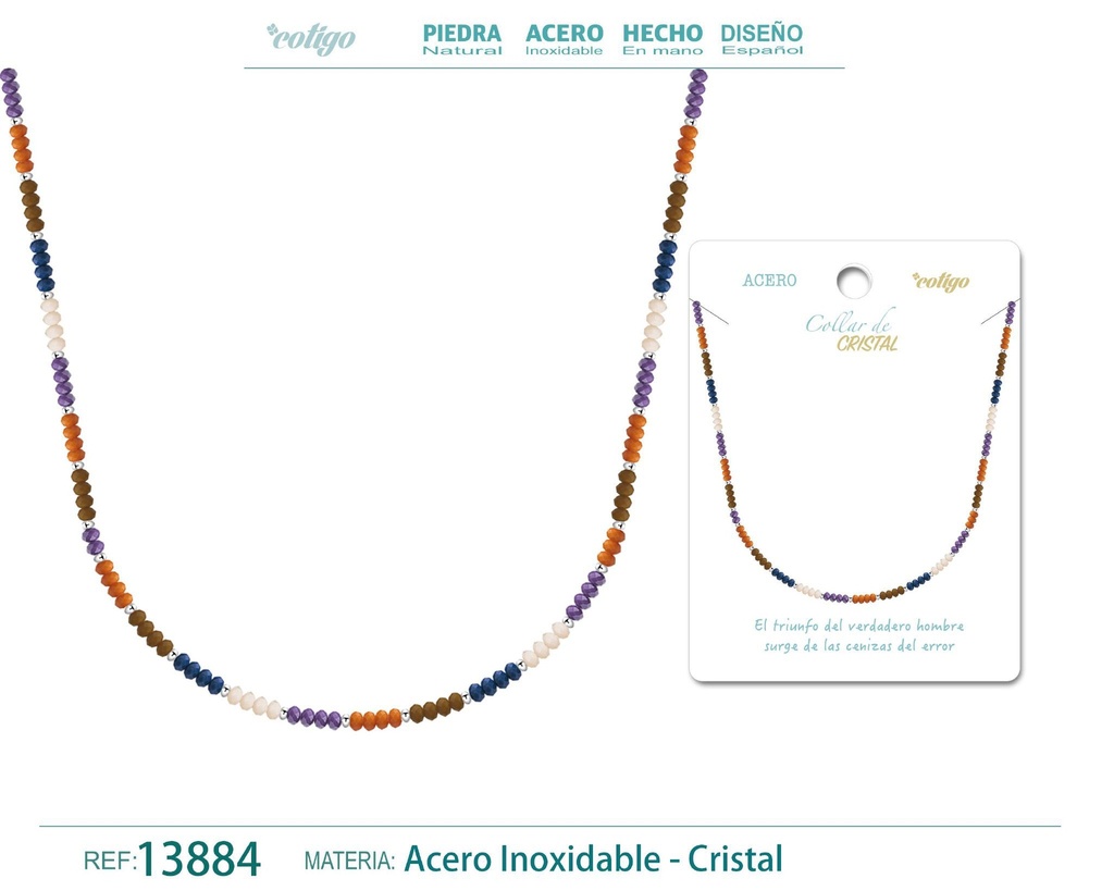 Collar de Cristal Multicolor con cierre de Acero - Accesorios de joyería elegantes