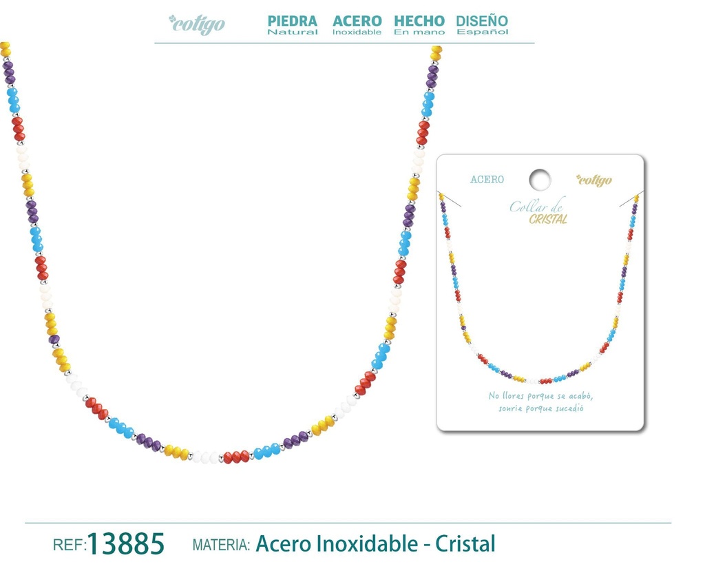 Collar de Cristal Multicolor con cierre de Acero - Accesorios de joyería elegantes