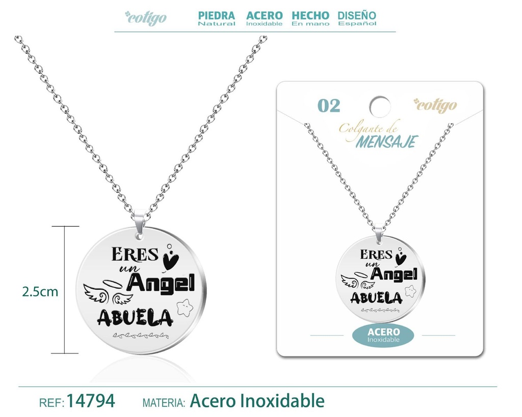 Colgante con mensaje en español - Joyería personalizada