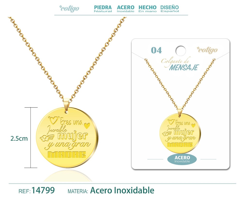 Colgante con Mensaje de Acero Inoxidable - Accesorios de joyería significativa