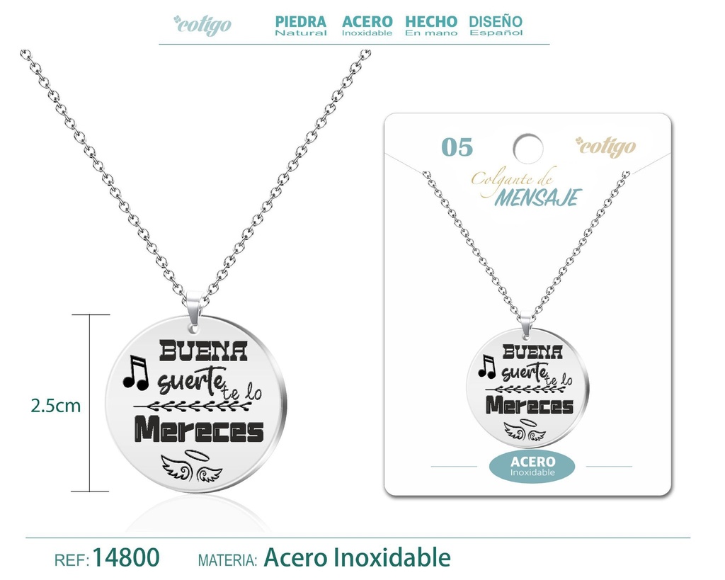 Colgante con Mensaje de Acero Inoxidable - Accesorios de joyería significativa