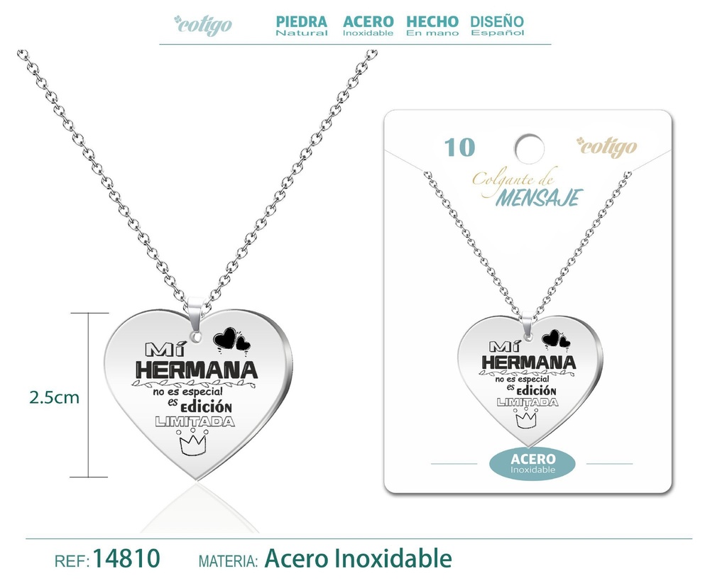 Colgante de acero inoxidable con mensaje personalizado - Accesorios de joyería