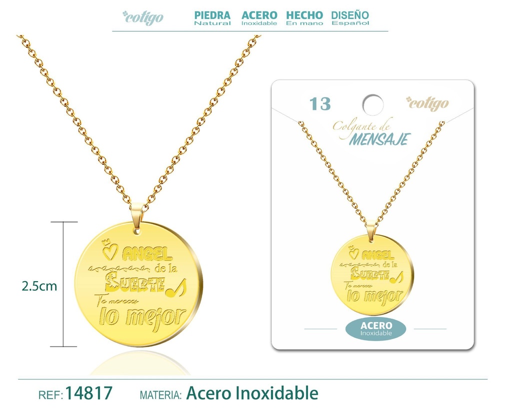 Colgante de acero inoxidable con mensaje personalizado - Accesorios de joyería
