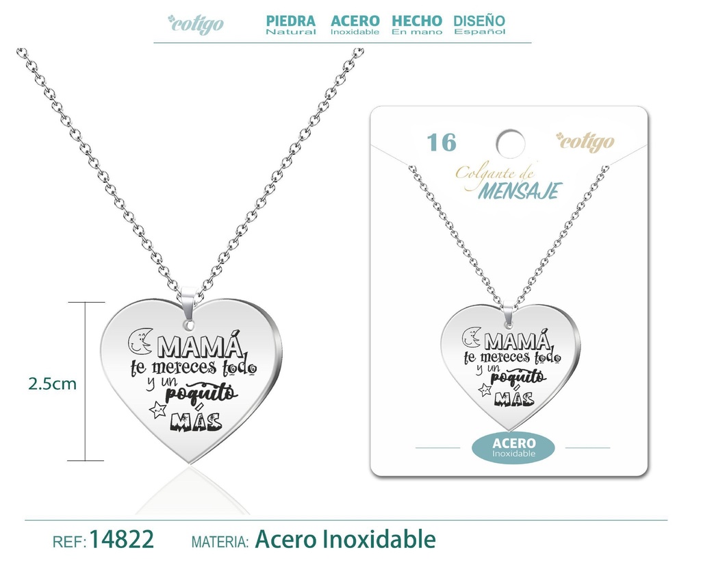 Colgante de acero inoxidable con mensaje personalizado - Accesorios de joyería