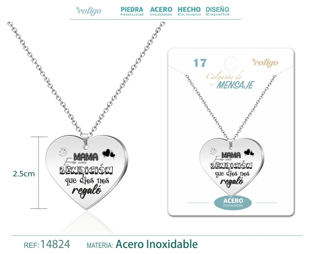 Colgante de acero inoxidable con mensaje personalizado - Accesorios de joyería