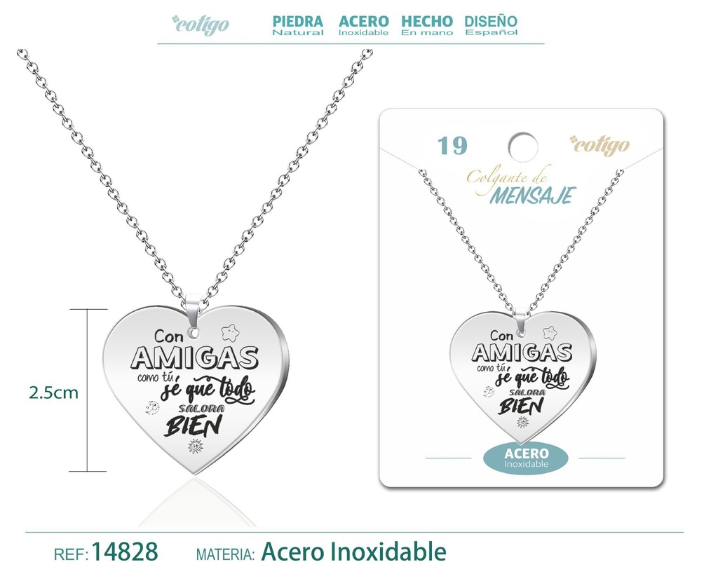 Colgante de acero inoxidable con mensaje personalizado - Accesorios de joyería