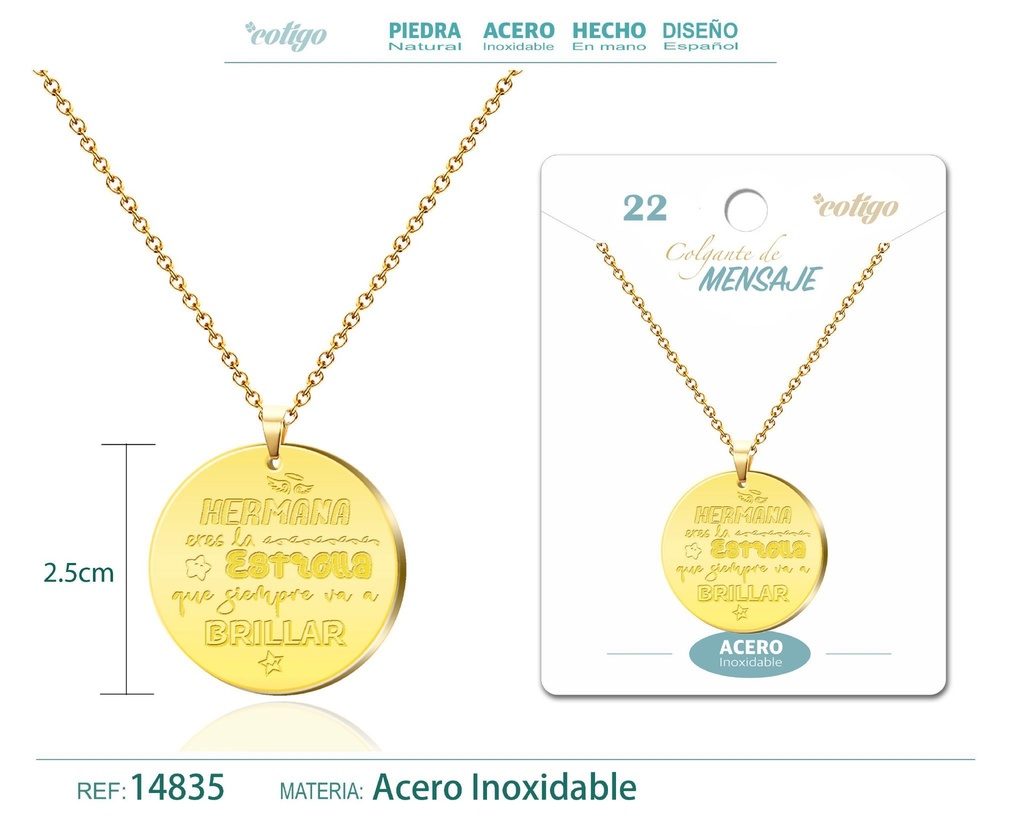 Colgante de acero inoxidable con mensaje personalizado - Accesorios de joyería