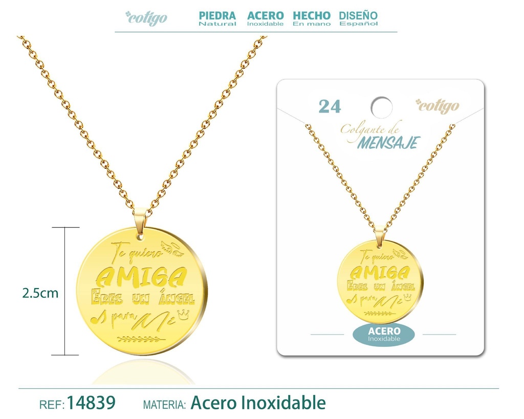 Colgante de acero inoxidable con mensaje personalizado - Accesorios de joyería