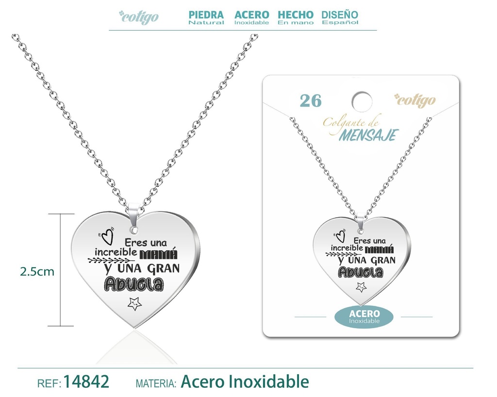 Colgante de acero inoxidable con mensaje personalizado - Accesorios de joyería