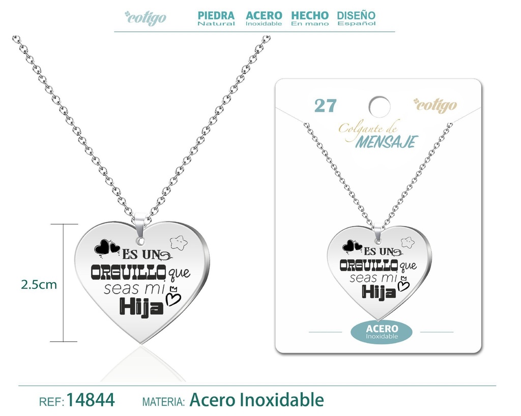 Colgante de acero inoxidable con mensaje personalizado - Accesorios de joyería