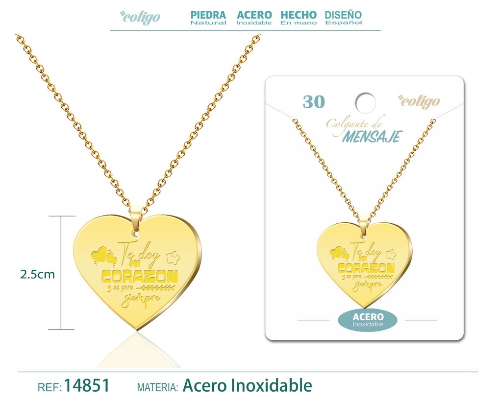 Colgante de acero inoxidable con mensaje personalizado - Accesorios de joyería