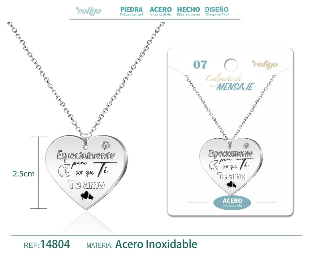 Colgante con Mensaje de Acero Inoxidable - Accesorios de joyería significativa
